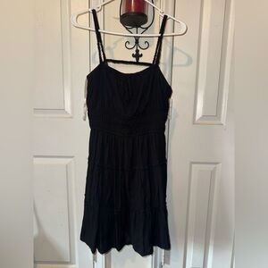 Altar'd State Black Smocked Tiered Spaghetti Strap Mini Dress